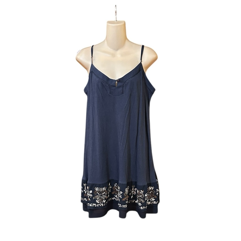 Fossil beaded tank top blouse Large‎ navy boho